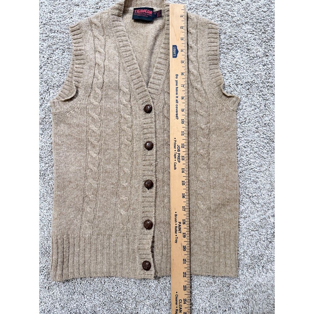 Vintage Tigiwear 100% Shetland Wool Cable Knit Sweater Vest Size S 116